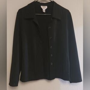 Talbots Classic Business Casual Minimalist Jacket Blazer Black Size 8 Petite